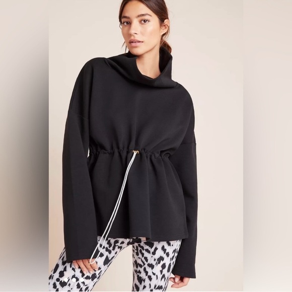 Varley Barton Sweatshirt Cinch Waist Black Funnel Neck Small Womens - Picture 1 of 8